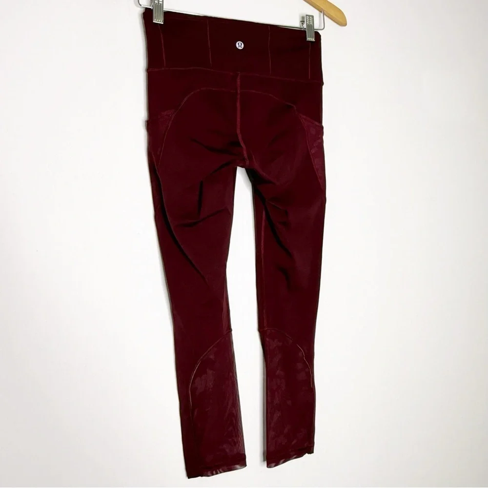 Lululemon Invigorate High-Rise Tight 25” – Burgundy Camo Mesh – Size 4